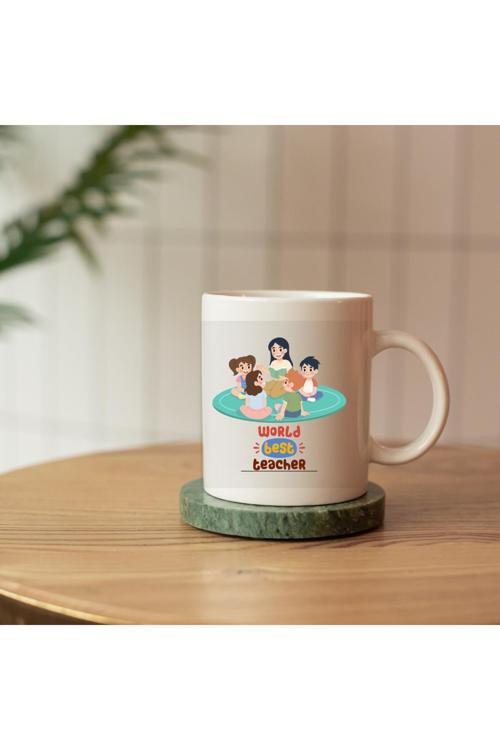 World Best Teacher Kadın Öğretmen Baskılı Kupa Bardak