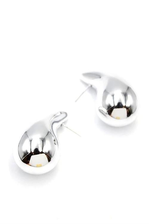 Büyük Boy Damla Küpe - Gümüş