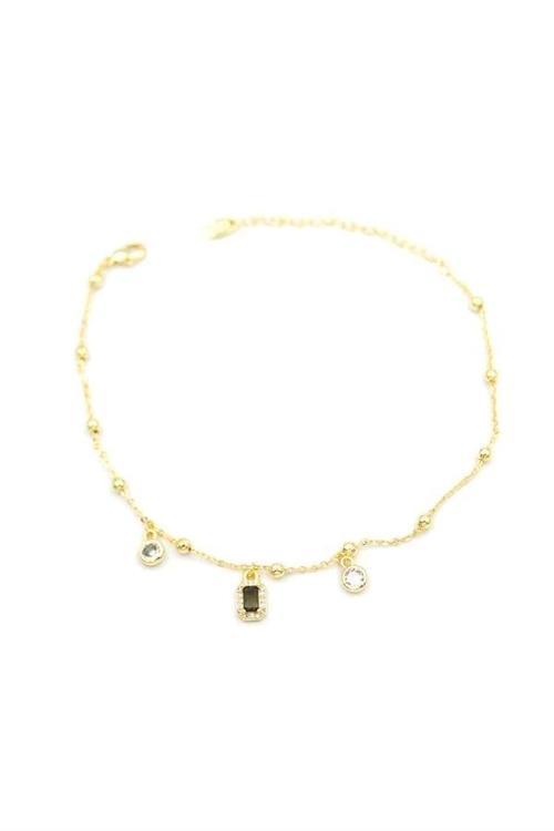 Renkli Taşlı Halhal - Siyah