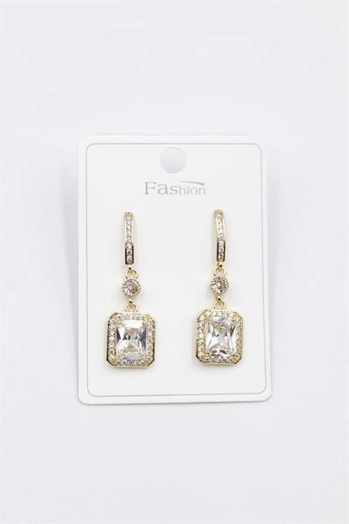 Taşlı Baget Küpe - Altın