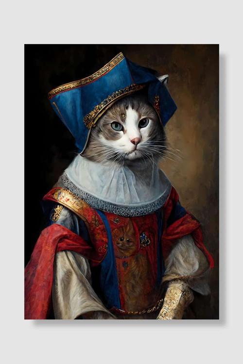 Medieval Cat 4 Popart Poster Dekoratif Modern Sanatsal Duvar Poster