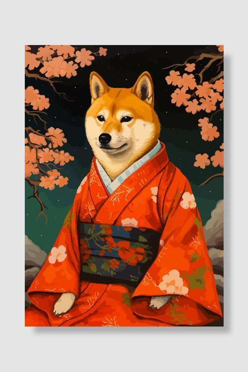 Shiba Inu Dog Pixel Art Anime Poster Çerçevesiz Yüksek Kalite Duvar Poster