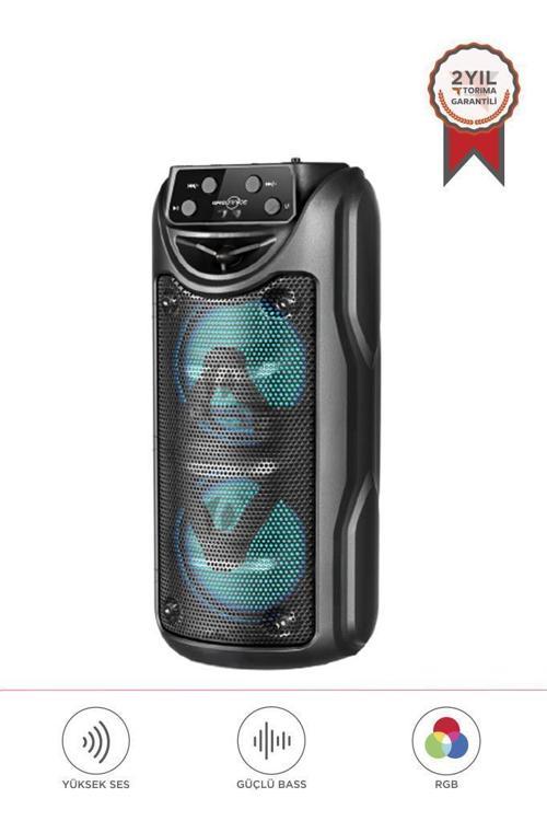 GTS-1558 Siyah 3 inc RGB Ledli Taşınabilir Bluetooth Hoparlör Parti Speaker