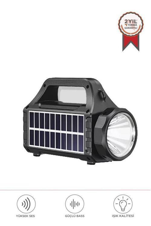 KTS-2031 Dış Mekan 3 inç Güneş Enerjili El Feneri RGB Kablosuz Bluetooth Hoparlör
