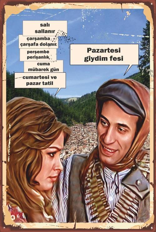 Kemal Sunal Davaro Salı Sallanır Replik Retro Ahşap Poster 20x30