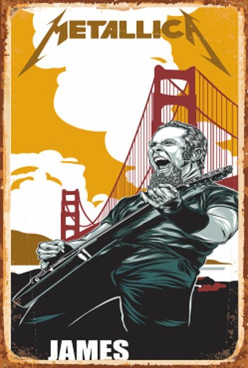 Metallica Solist James Retro Ahşap Poster 20x30