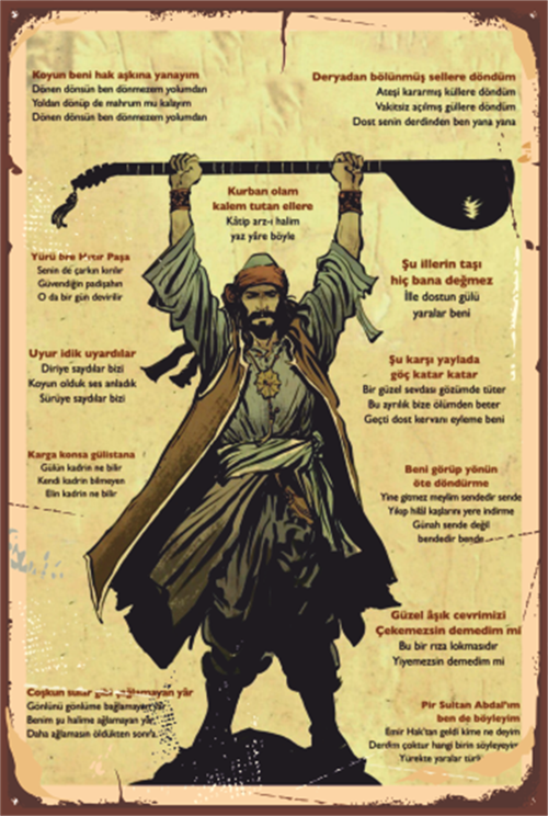 Pir Sultan Abdal Sözleri Retro Ahşap Poster 20x30