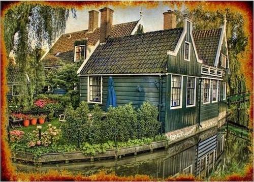 Rengarenk Evler Ahşap Poster 20x30