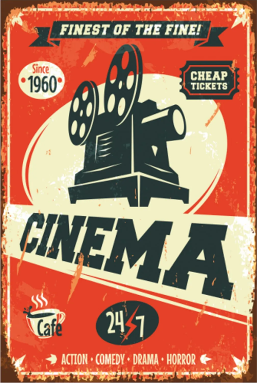 Retro Sinema Retro Vintage Ahşap Poster 20x30