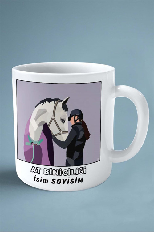 Art hedi̇ye at biniciliği atçılık at Baskılı Kupa Bardak Çift Taraflı baskı kişiye özel model 26