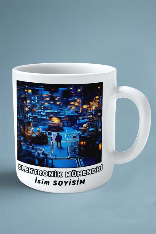 Art hedi̇ye elektronik mühendisi Meslek Baskılı Kupa Bardak Çift Taraflı baskı kişiye özel model 1