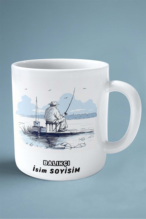 Art hedi̇ye balıkçı Baskılı Kupa Bardak Çift Taraflı baskı kişiye özel model 1