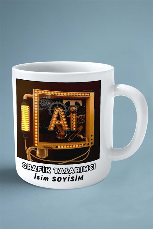 Art hedi̇ye grafik tasarımcı grafiker Meslek Baskılı Kupa Bardak Çift Taraflı baskı kişiye özel model 4