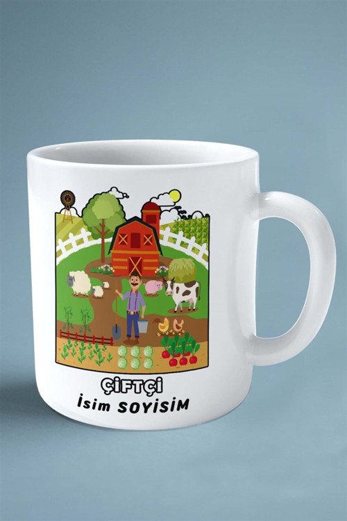 Art hedi̇ye çiftçi rençber Meslek Baskılı Kupa Bardak Çift Taraflı baskı kişiye özel model 5