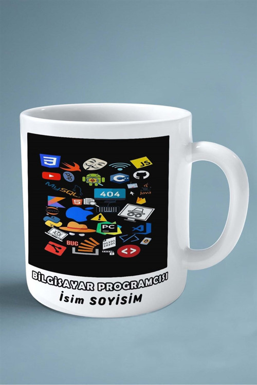 Art hedi̇ye bilgisayar programcısı Baskılı Kupa Bardak Çift Taraflı baskı kişiye özel model 1