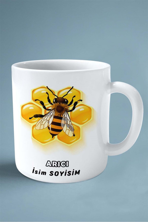 Art hedi̇ye arıcı arı Baskılı Kupa Bardak Çift Taraflı baskı kişiye özel model 6