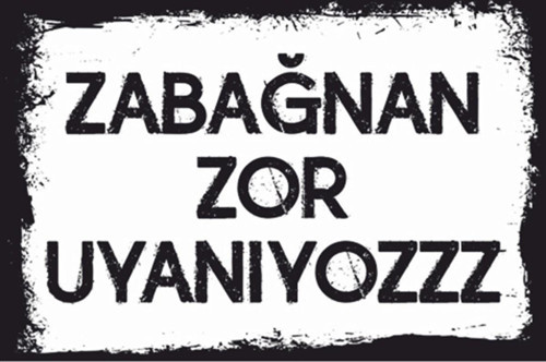 Zabağnan Zor Uyanıyoz Komik Sözler Retro Ahşap Poster 20x30