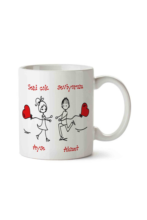Art hedi̇ye Seni Çok Seviyorum Sevgililer Günü Kişiye Özel Kupa Bardak