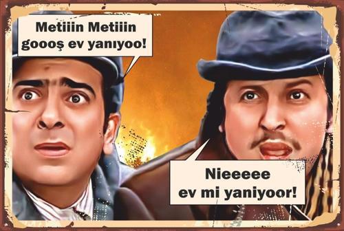 Zeki Metin Yeşilçam Replikler Retro Ahşap Poster 20x30