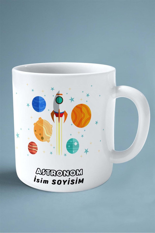 Art hedi̇ye astronom Baskılı Kupa Bardak Çift Taraflı baskı kişiye özel model 7
