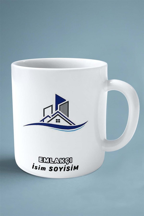 Art hedi̇ye emlakçı emlak Meslek Baskılı Kupa Bardak Çift Taraflı baskı kişiye özel model 10