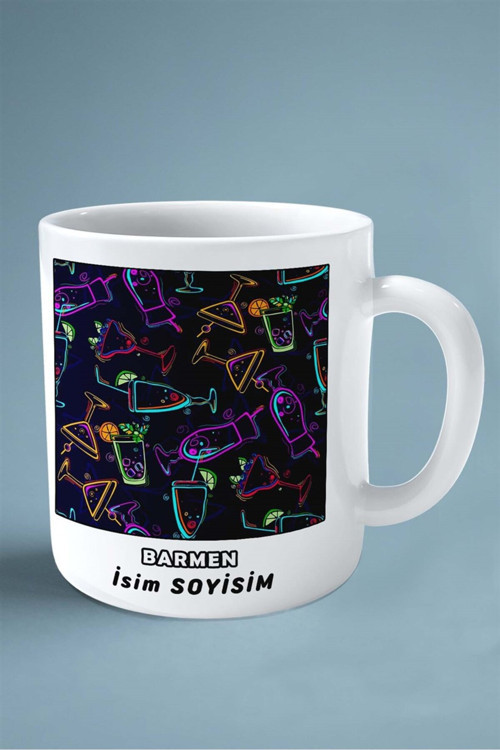 Art hedi̇ye barmen Baskılı Kupa Bardak Çift Taraflı baskı kişiye özel model 8