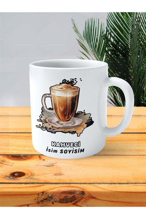 Art hedi̇ye kahveci kahve Meslek Baskılı Kupa Bardak Çift Taraflı baskı kişiye özel model