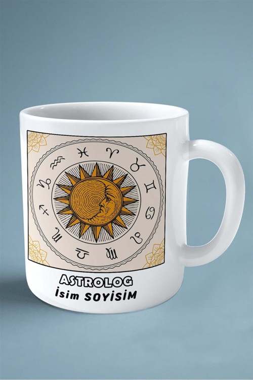 Art hedi̇ye astrolog Baskılı Kupa Bardak Çift Taraflı baskı kişiye özel model 13