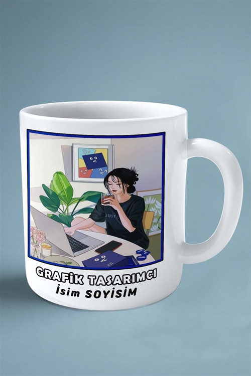 Art hedi̇ye grafik tasarımcı grafiker Meslek Baskılı Kupa Bardak Çift Taraflı baskı kişiye özel model 1