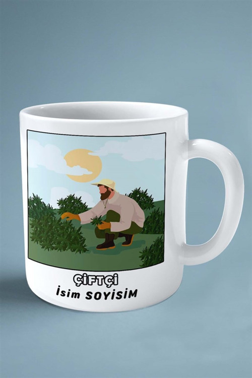 Art hedi̇ye çiftçi rençber Meslek Baskılı Kupa Bardak Çift Taraflı baskı kişiye özel model 9