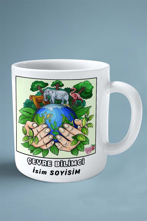 Art hedi̇ye çevrebilimci çevre bilimci Meslek Baskılı Kupa Bardak Çift Taraflı baskı kişiye özel model 8