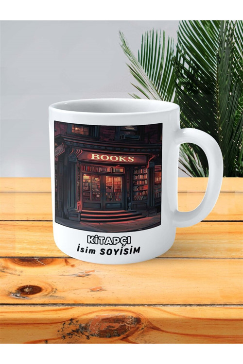 Art hedi̇ye kitapçı kitap Meslek Baskılı Kupa Bardak Çift Taraflı baskı kişiye özel model