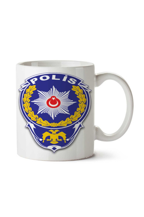 Art hedi̇ye Polis Logosu iki Tarafı Baskılı Kupa Bardak