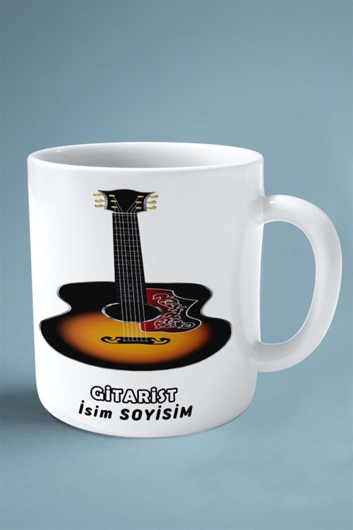 Art hedi̇ye gitarist gitar Meslek Baskılı Kupa Bardak Çift Taraflı baskı kişiye özel model 14