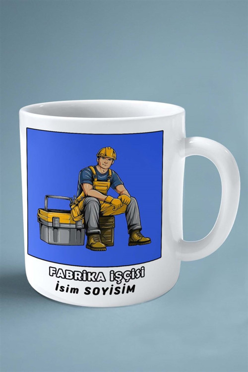 Art hedi̇ye fabrika işçisi Meslek Baskılı Kupa Bardak Çift Taraflı baskı kişiye özel model 2