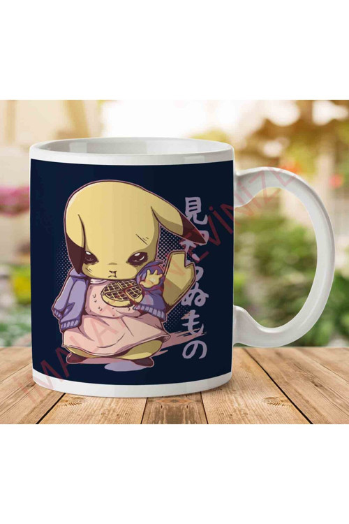 Art hedi̇ye Eleven Pikachu Mashup Stranger Things Pokemon Iki Tarafı Baskılı Kupa Bardak