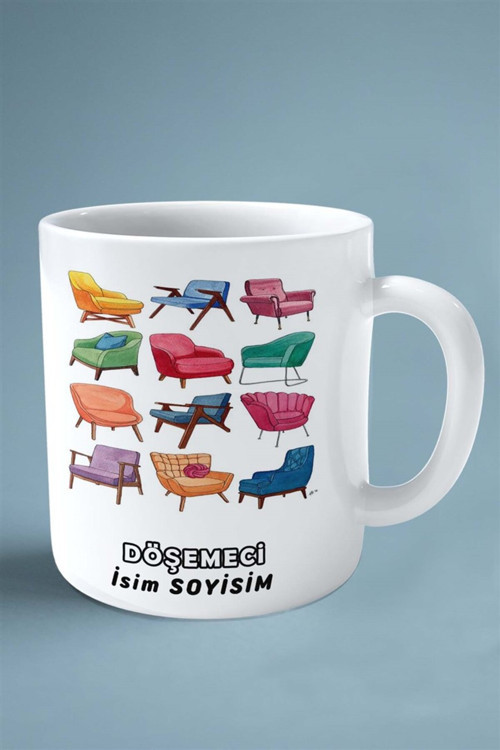 Art hedi̇ye döşemeci Meslek Baskılı Kupa Bardak Çift Taraflı baskı kişiye özel model 13
