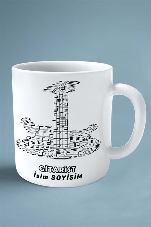 Art hedi̇ye gitarist gitar Meslek Baskılı Kupa Bardak Çift Taraflı baskı kişiye özel model 16