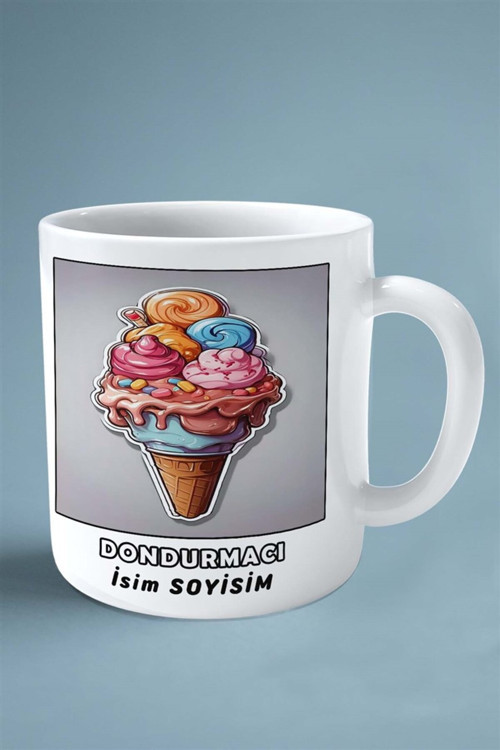 Art hedi̇ye dondurmacı dondurma Meslek Baskılı Kupa Bardak Çift Taraflı baskı kişiye özel model 3