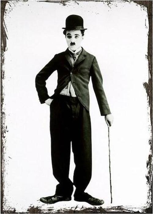 Charlie Chaplin Bastonlu Ahşap Poster 20x30