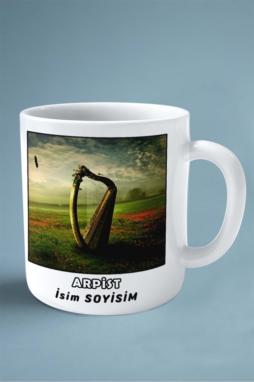 Art hedi̇ye arpist Baskılı Kupa Bardak Çift Taraflı baskı kişiye özel model 4