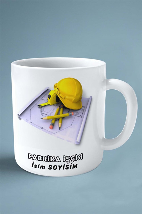 Art hedi̇ye fabrika işçisi Meslek Baskılı Kupa Bardak Çift Taraflı baskı kişiye özel model 15