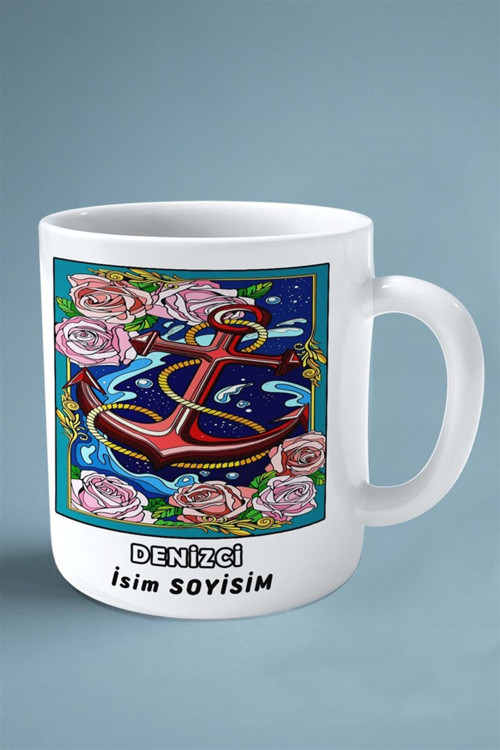 Art hedi̇ye denizci deniz Meslek Baskılı Kupa Bardak Çift Taraflı baskı kişiye özel model 1
