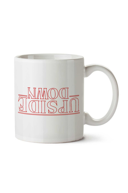 Art hedi̇ye Stranger Things Upside Down Text iki Tarafı Baskılı Kupa Bardak