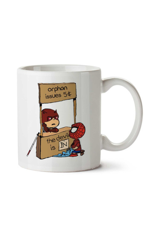 Art hedi̇ye The Devil Is In Daredevil Spiderman iki Tarafı Baskılı Kupa Bardak