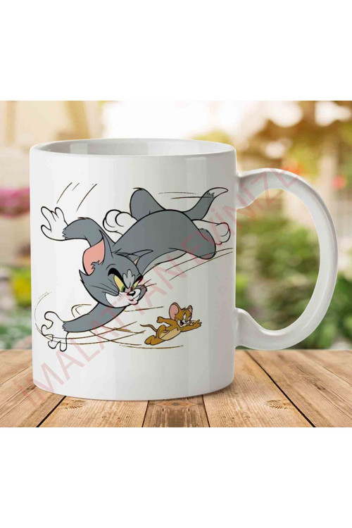 Art hedi̇ye A2581 Tom And Jerry İki Tarafı Baskılı Kupa Bardak