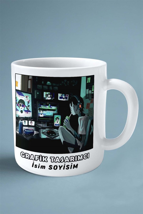 Art hedi̇ye grafik tasarımcı grafiker Meslek Baskılı Kupa Bardak Çift Taraflı baskı kişiye özel model 6