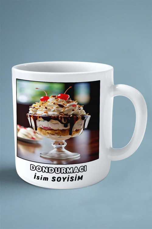 Art hedi̇ye dondurmacı dondurma Meslek Baskılı Kupa Bardak Çift Taraflı baskı kişiye özel model 12