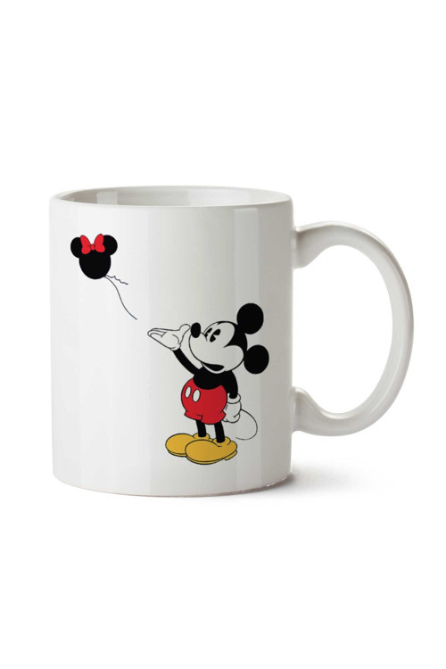 Art hedi̇ye Mickey Mouse Banksy Balloon iki Tarafı Baskılı Kupa Bardak