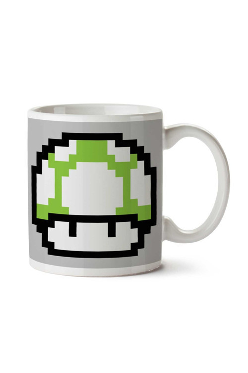 Art hedi̇ye Super Mario Mushroom Green White iki Tarafı Baskılı Kupa Bardak